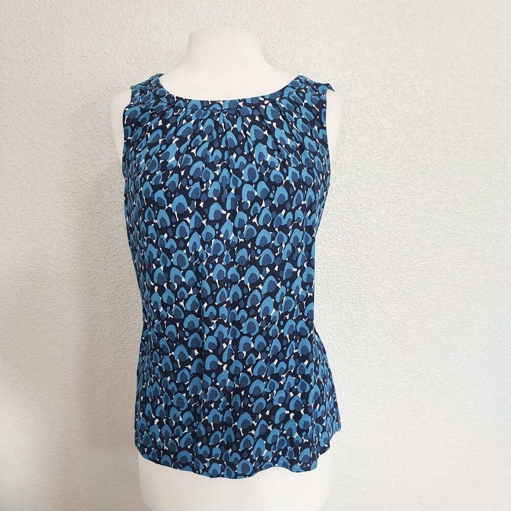 Boden Blue Graphic Print Short Sleeve Blouse Size 6